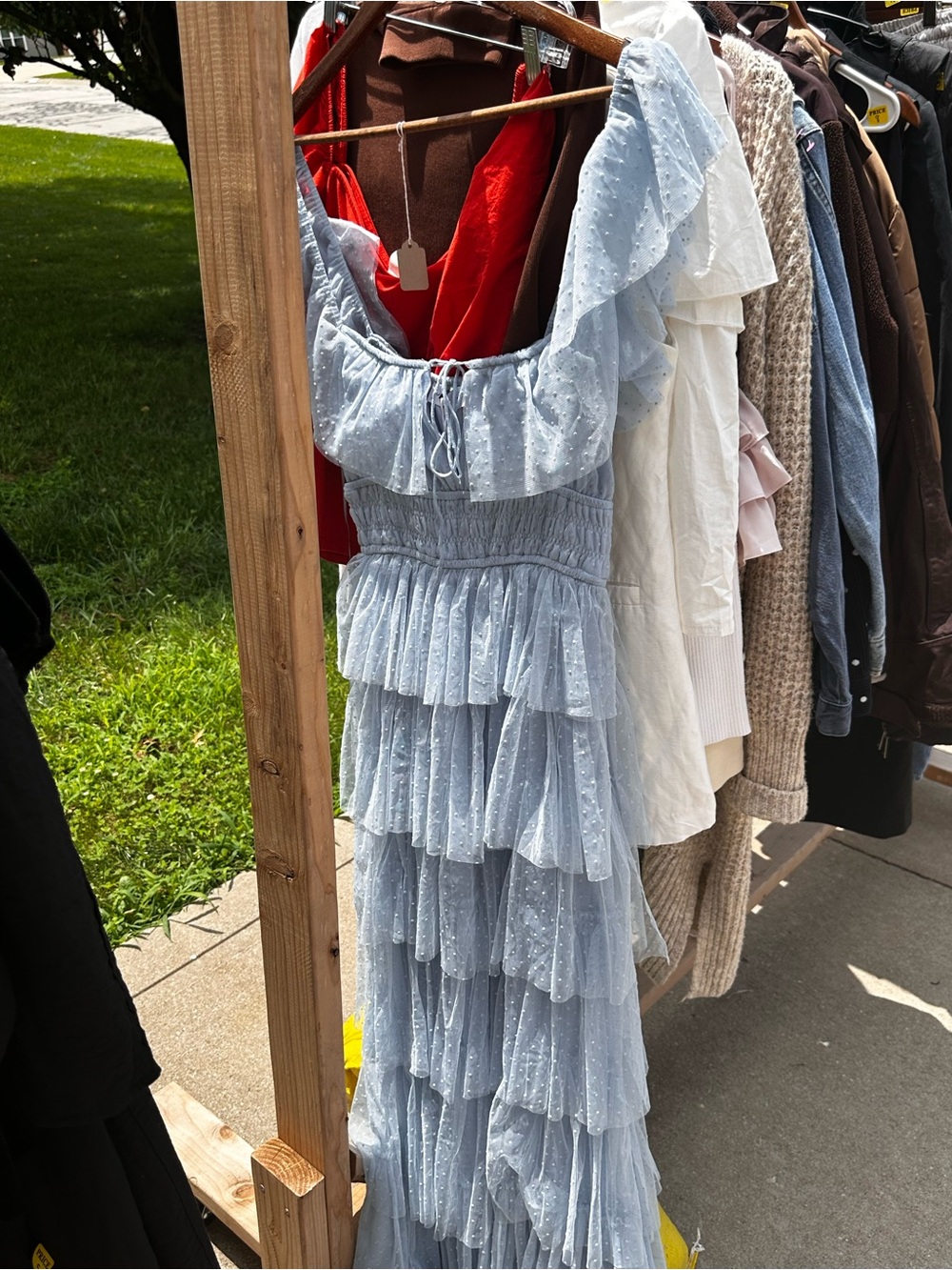 Petal & Pup Light Blue Tiered Ruffle Maxi Dress